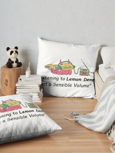 Listening To Lemon Demon At A Sensible Volume Throw Pillow Official Lemon Demon Merch