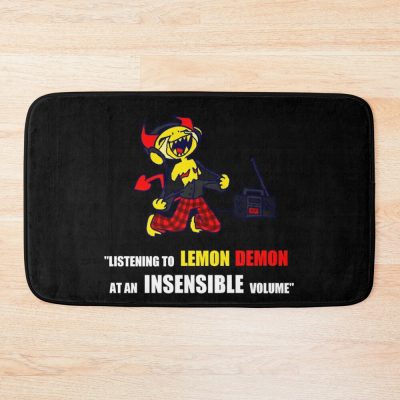 Listening To Lemon Demon At An Insensible Volume Bath Mat Official Lemon Demon Merch